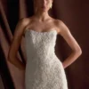 Eva Hand Beaded Pearl & Lace Mini Dress – White