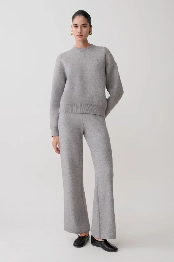 Evan Knit Wide Leg Pants – Grey Marle Evan Knit Wide Leg Pants – Grey Marle