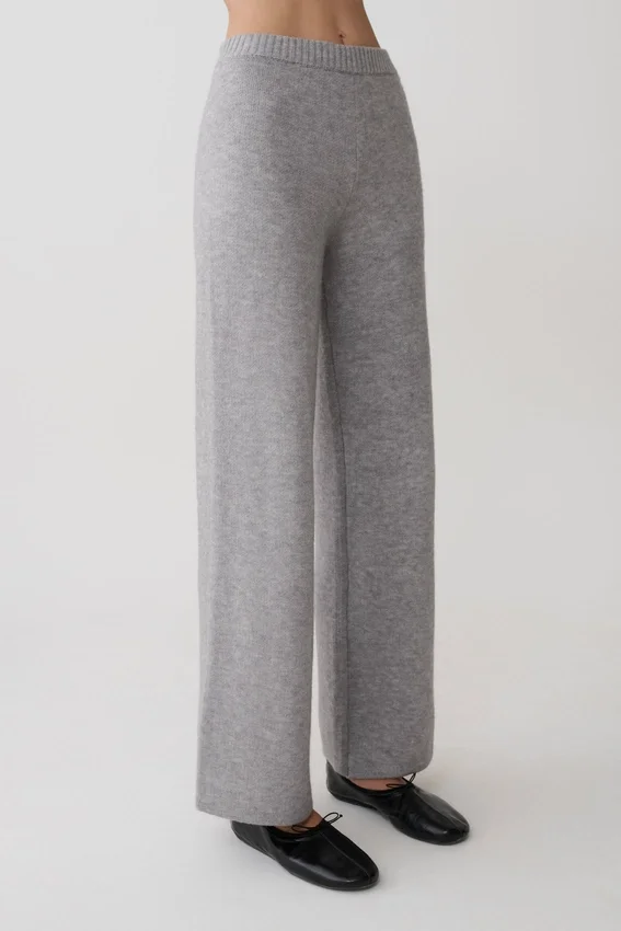 Evan Knit Wide Leg Pants – Grey Marle Evan Knit Wide Leg Pants – Grey Marle