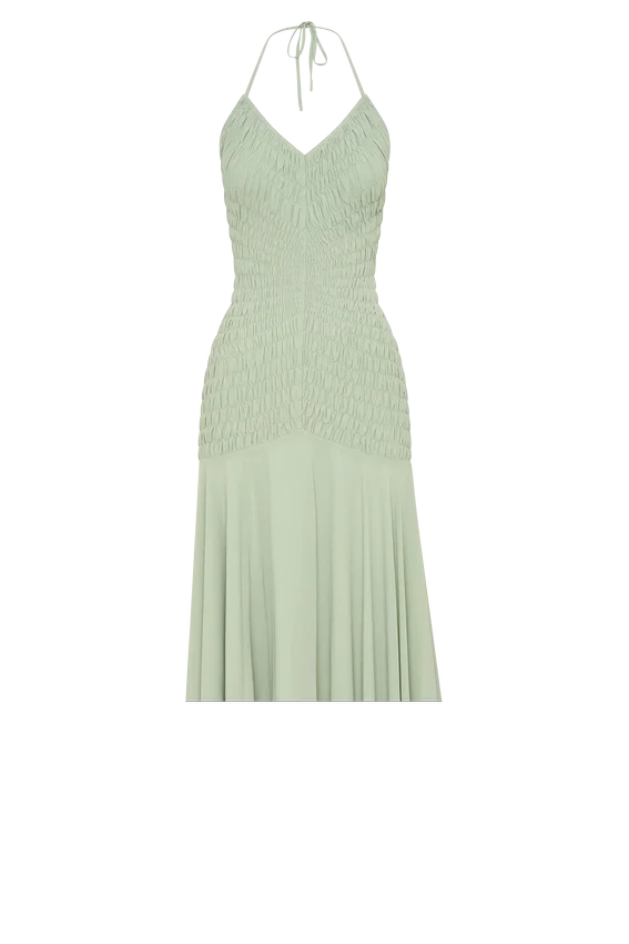 Evelyn Shirred Chiffon Maxi Dress – Sage Evelyn Shirred Chiffon Maxi Dress – Sage