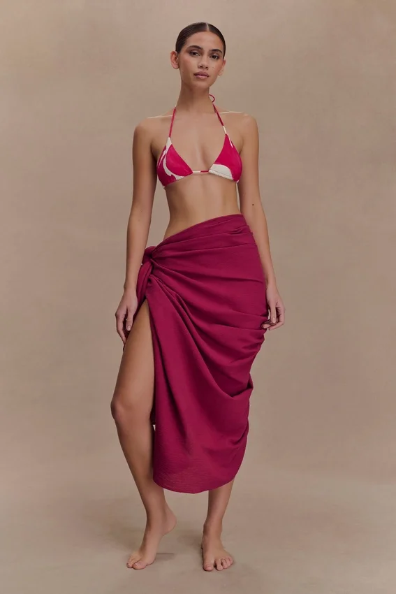 Evie Cotton Sarong – Wine Evie Cotton Sarong – Wine