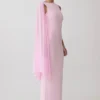 Farid Bandage Midi Dress With Chiffon – Baby Pink