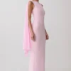 Farid Bandage Midi Dress With Chiffon – Baby Pink