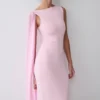 Farid Bandage Midi Dress With Chiffon – Baby Pink