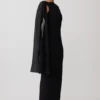 Farid Bandage Midi Dress With Chiffon – Black Farid Bandage Midi Dress With Chiffon – Black
