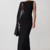 Farid Bandage Midi Dress With Chiffon – Black Farid Bandage Midi Dress With Chiffon – Black