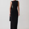Farid Bandage Midi Dress With Chiffon – Black Farid Bandage Midi Dress With Chiffon – Black