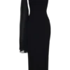 Farid Bandage Midi Dress With Chiffon – Black Farid Bandage Midi Dress With Chiffon – Black