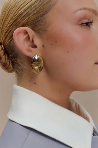 Felicity Mixed Metal Oval Earrings – Gold