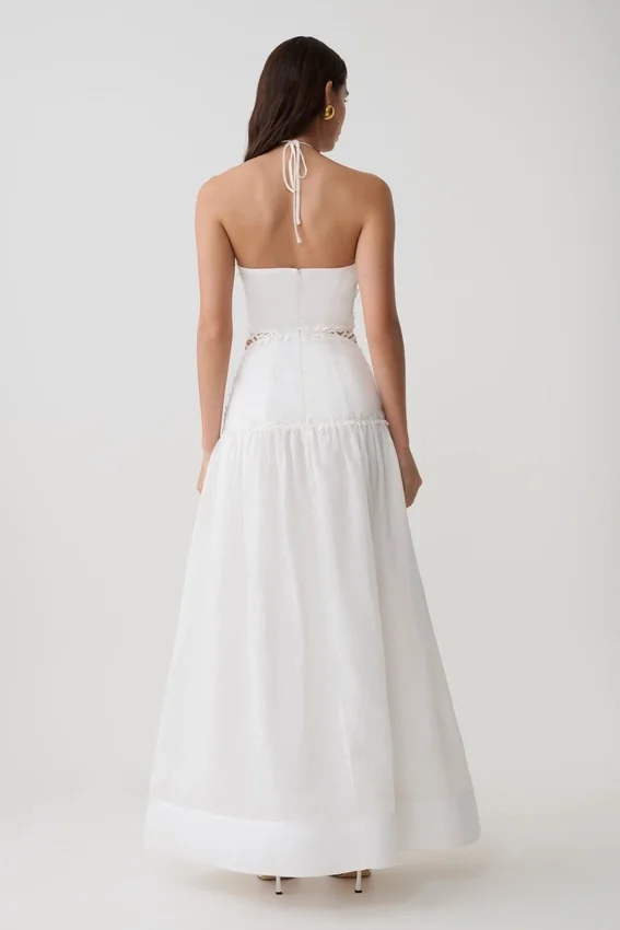 Fiona Linen Halter Maxi Dress – White Fiona Linen Halter Maxi Dress – White