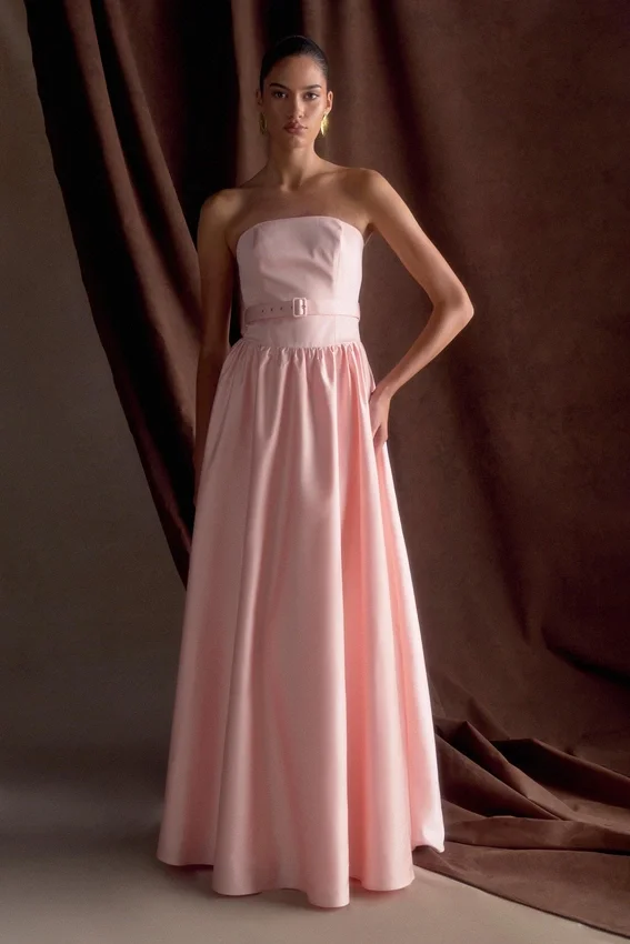 Florence Strapless Belted Maxi Dress – Baby Pink Florence Strapless Belted Maxi Dress – Baby Pink