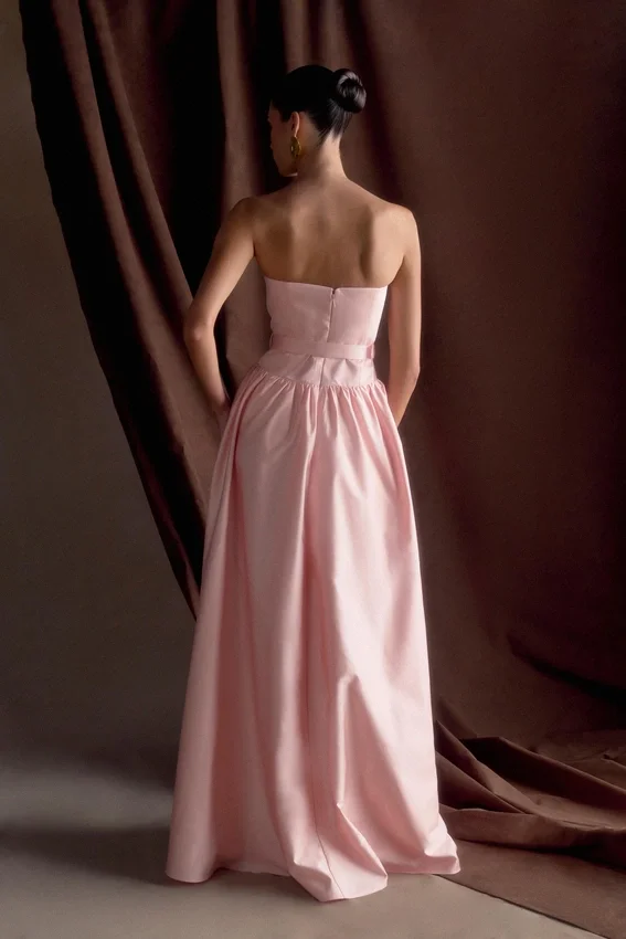 Florence Strapless Belted Maxi Dress – Baby Pink Florence Strapless Belted Maxi Dress – Baby Pink