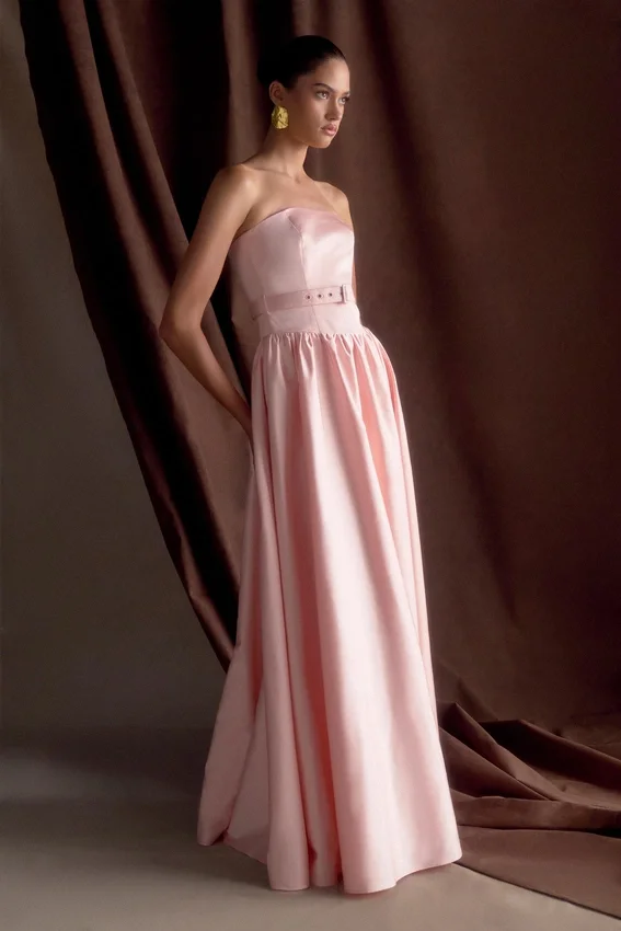 Florence Strapless Belted Maxi Dress – Baby Pink Florence Strapless Belted Maxi Dress – Baby Pink