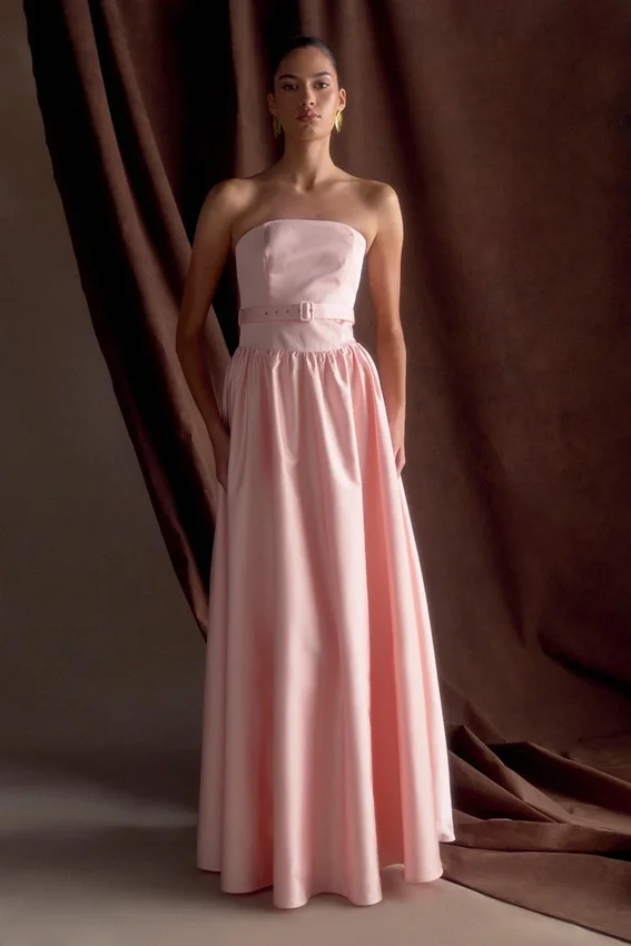 Florence Strapless Belted Maxi Dress – Baby Pink Florence Strapless Belted Maxi Dress – Baby Pink
