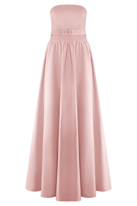 Florence Strapless Belted Maxi Dress – Baby Pink Florence Strapless Belted Maxi Dress – Baby Pink