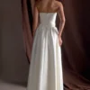 Florence Strapless Belted Maxi Dress – White Florence Strapless Belted Maxi Dress – White