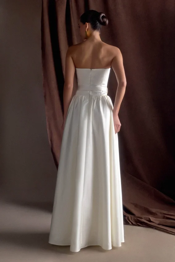 Florence Strapless Belted Maxi Dress – White Florence Strapless Belted Maxi Dress – White