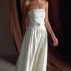 Florence Strapless Belted Maxi Dress – White Florence Strapless Belted Maxi Dress – White