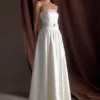 Florence Strapless Belted Maxi Dress – White Florence Strapless Belted Maxi Dress – White