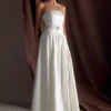 Florence Strapless Belted Maxi Dress – White Florence Strapless Belted Maxi Dress – White
