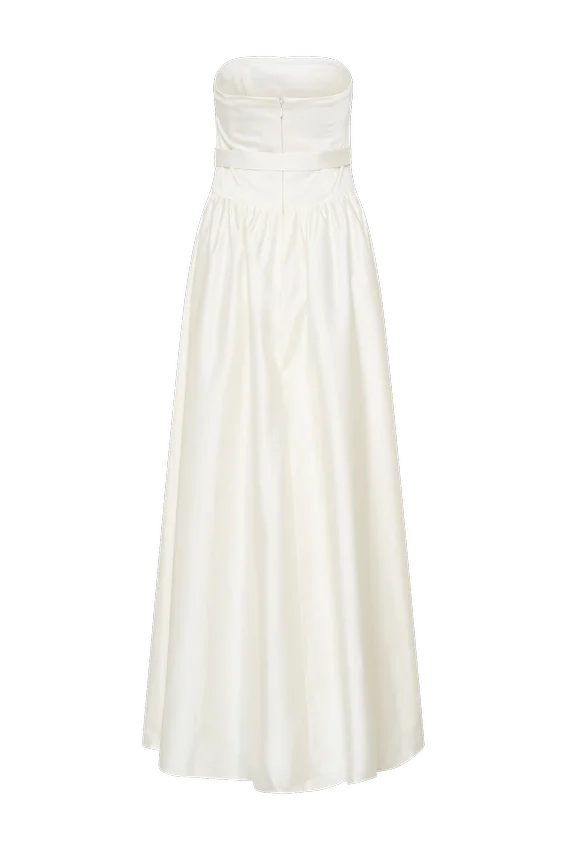 Florence Strapless Belted Maxi Dress – White Florence Strapless Belted Maxi Dress – White