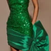 Franka Strapless Bow Mini Dress – Emerald