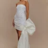 Franka Strapless Bow Mini Dress – White