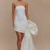 Franka Strapless Bow Mini Dress – White
