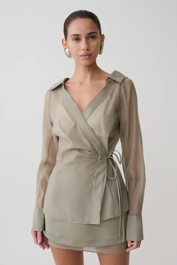 Frankie Organza Cross Over Shirt – Smoke Frankie Organza Cross Over Shirt – Smoke
