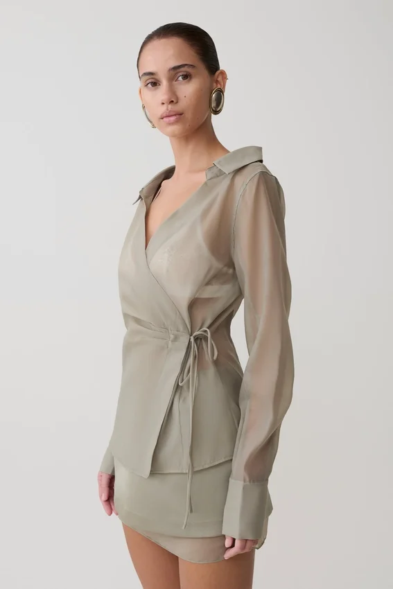 Frankie Organza Cross Over Shirt – Smoke Frankie Organza Cross Over Shirt – Smoke