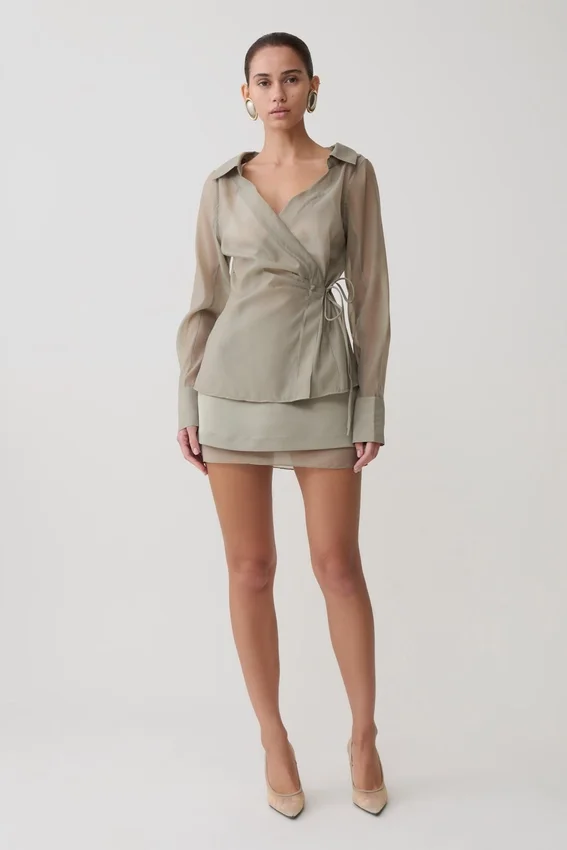 Frankie Satin Mini Skirt – Smoke Frankie Satin Mini Skirt – Smoke