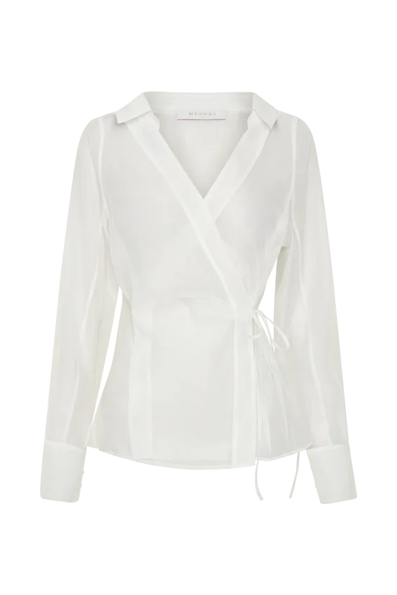 Frankie Organza Cross Over Shirt – White Frankie Organza Cross Over Shirt – White