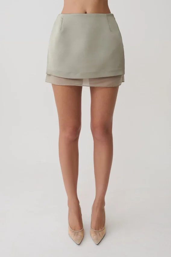 Frankie Satin Mini Skirt – Smoke Frankie Satin Mini Skirt – Smoke
