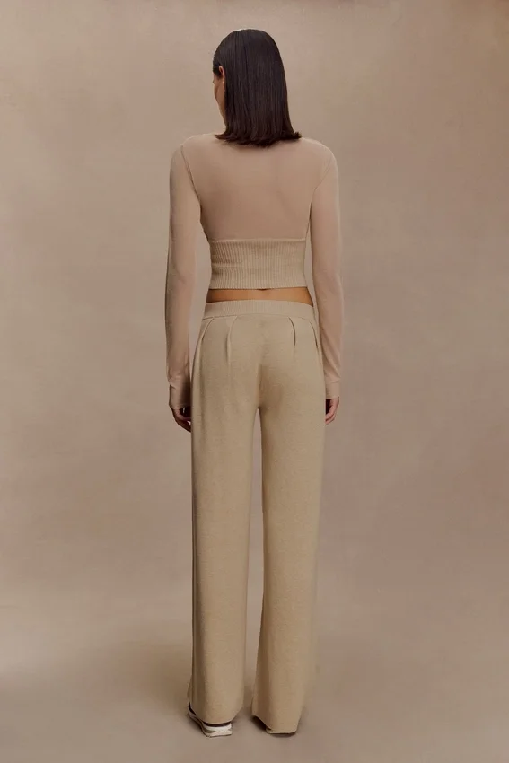 Frannie Gathered Silk Blend Knit Pants – Sand Frannie Gathered Silk Blend Knit Pants – Sand