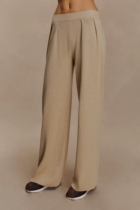 Frannie Gathered Silk Blend Knit Pants – Sand Frannie Gathered Silk Blend Knit Pants – Sand