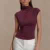 Freesia High Neck Sleeveless Top – Mahogany Freesia High Neck Sleeveless Top – Mahogany