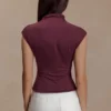 Freesia High Neck Sleeveless Top – Mahogany Freesia High Neck Sleeveless Top – Mahogany
