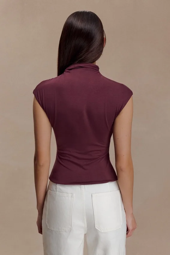 Freesia High Neck Sleeveless Top – Mahogany Freesia High Neck Sleeveless Top – Mahogany