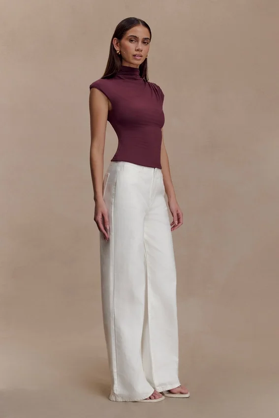 Freesia High Neck Sleeveless Top – Mahogany Freesia High Neck Sleeveless Top – Mahogany