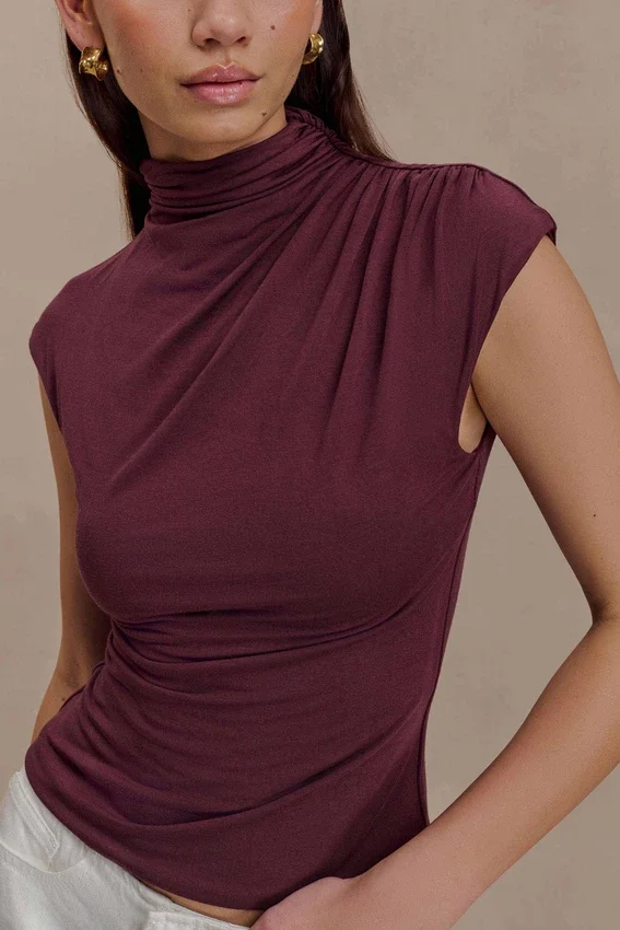 Freesia High Neck Sleeveless Top – Mahogany Freesia High Neck Sleeveless Top – Mahogany