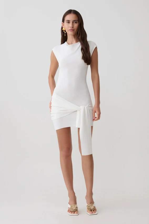 Freida Knit Mini Dress With Sash – Ivory Freida Knit Mini Dress With Sash – Ivory