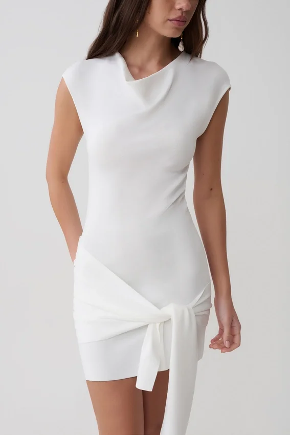 Freida Knit Mini Dress With Sash – Ivory Freida Knit Mini Dress With Sash – Ivory