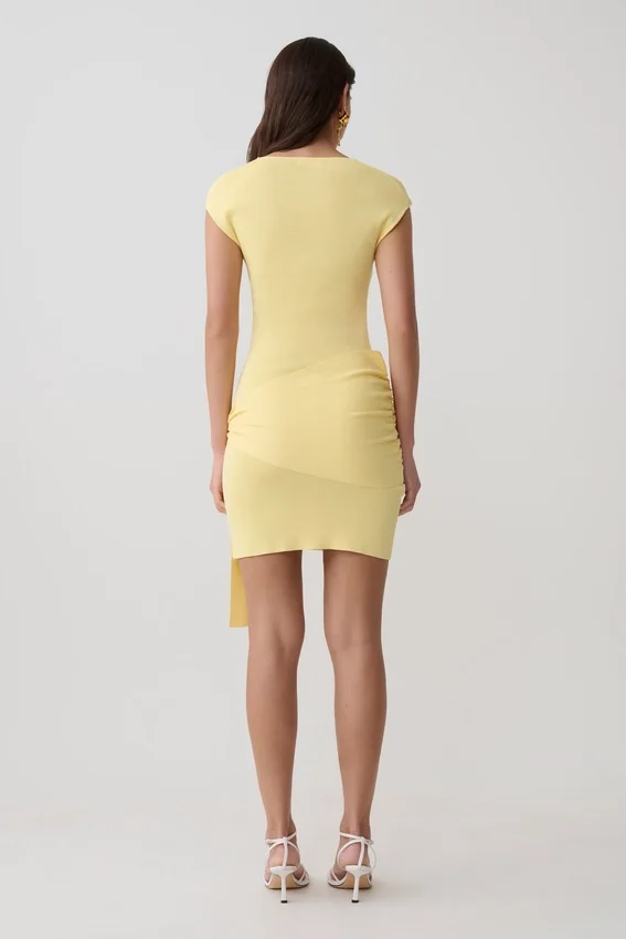 Freida Knit Mini Dress With Sash – Lemon Freida Knit Mini Dress With Sash – Lemon
