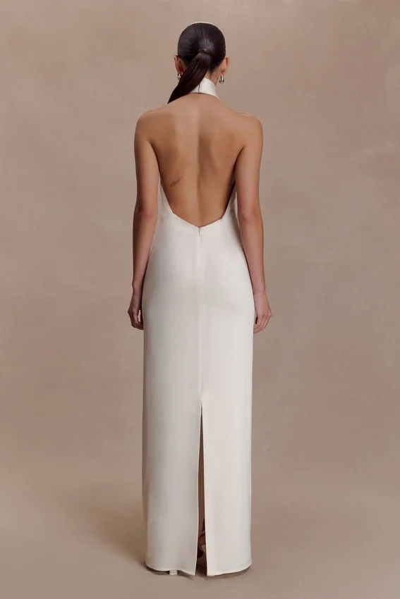 Freja Halter Maxi Dress With Hardware – Blush Ivory Freja Halter Maxi Dress With Hardware – Blush Ivory