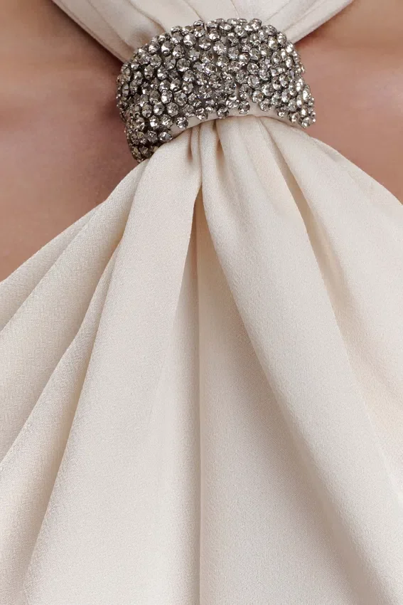Freja Halter Maxi Dress With Hardware – Blush Ivory Freja Halter Maxi Dress With Hardware – Blush Ivory