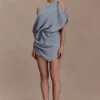 Gabriella Draped Mini Dress – Charcoal Blue Marle Gabriella Draped Mini Dress – Charcoal Blue Marle