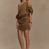 Gabriella Draped Mini Dress – Light Brown Marle Gabriella Draped Mini Dress – Light Brown Marle