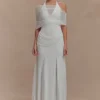 Gabrielle Slinky And Mesh Maxi Dress – White Gabrielle Slinky And Mesh Maxi Dress – White