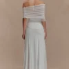 Gabrielle Slinky And Mesh Maxi Dress – White Gabrielle Slinky And Mesh Maxi Dress – White