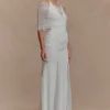 Gabrielle Slinky And Mesh Maxi Dress – White Gabrielle Slinky And Mesh Maxi Dress – White